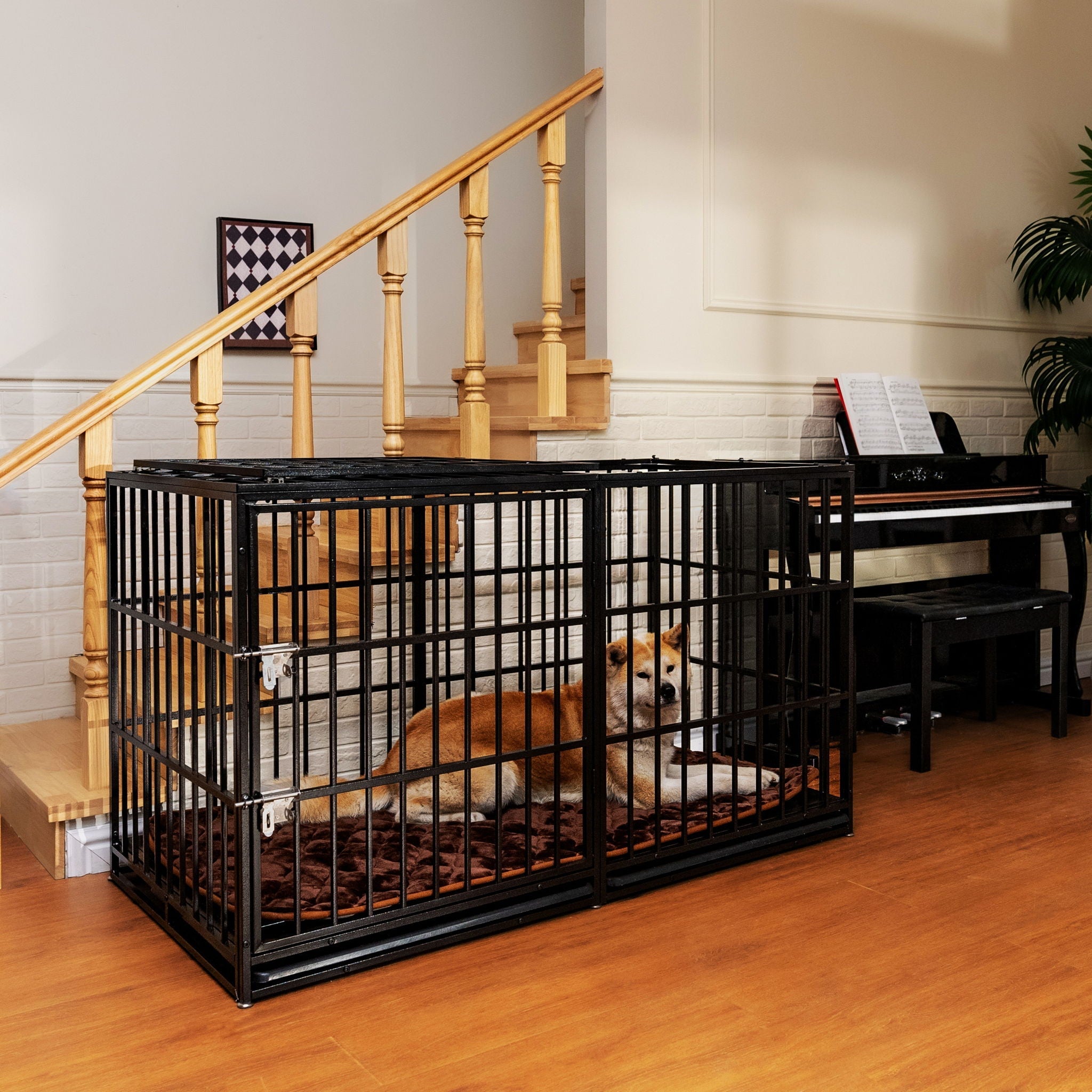 Extra Large Heavy Duty Dog Crate With Removable Pans For Dogs - Black by HouseOfZazla