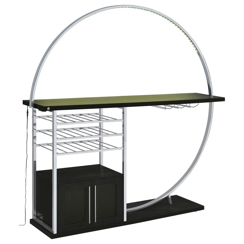 Risley 2-door Circular LED Wine Cabinet Dark Charcoal by Unique Piece Furniture