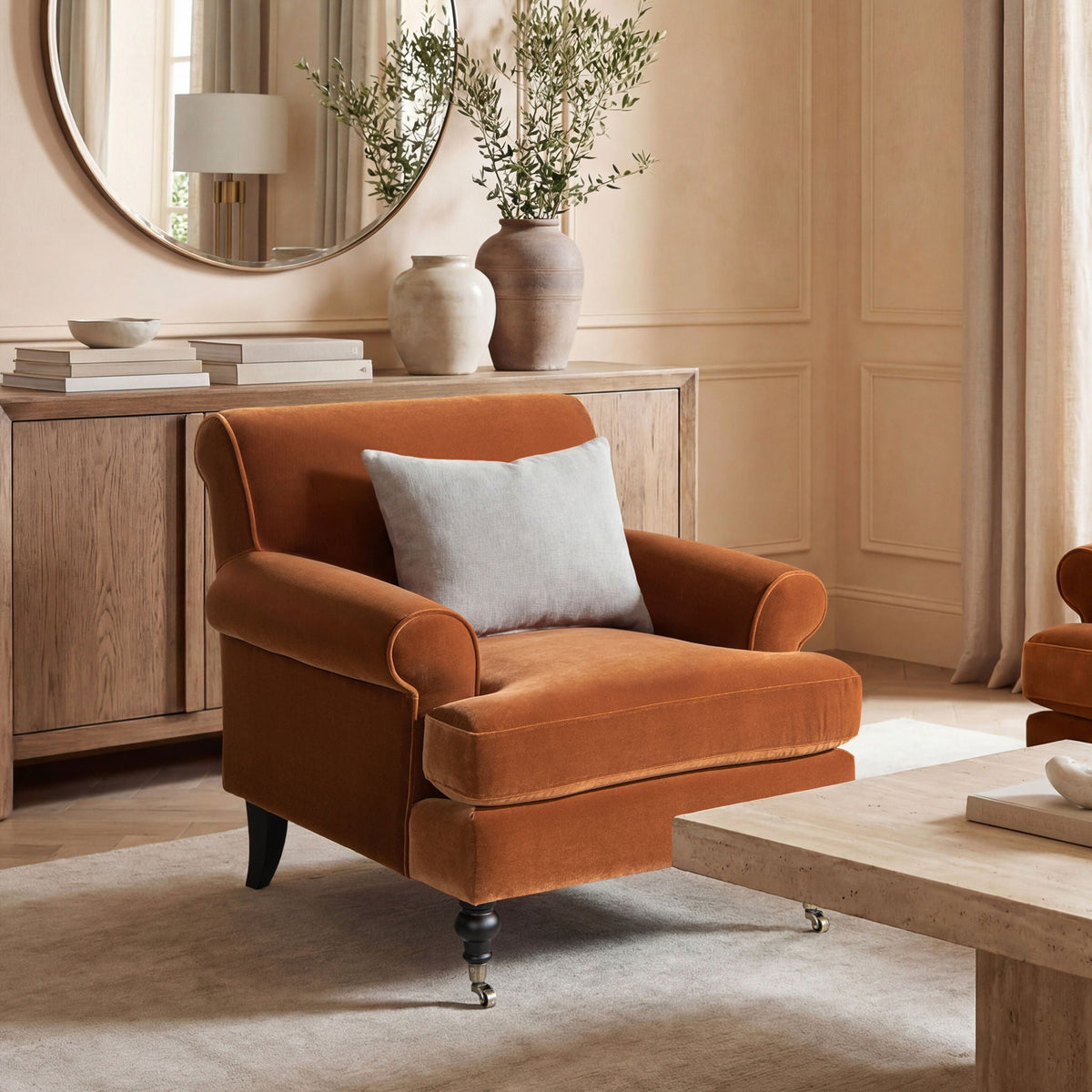 Accent Arm Chair with Casters and Reversible Cushions - Multiple Colors, photo 18 of 40