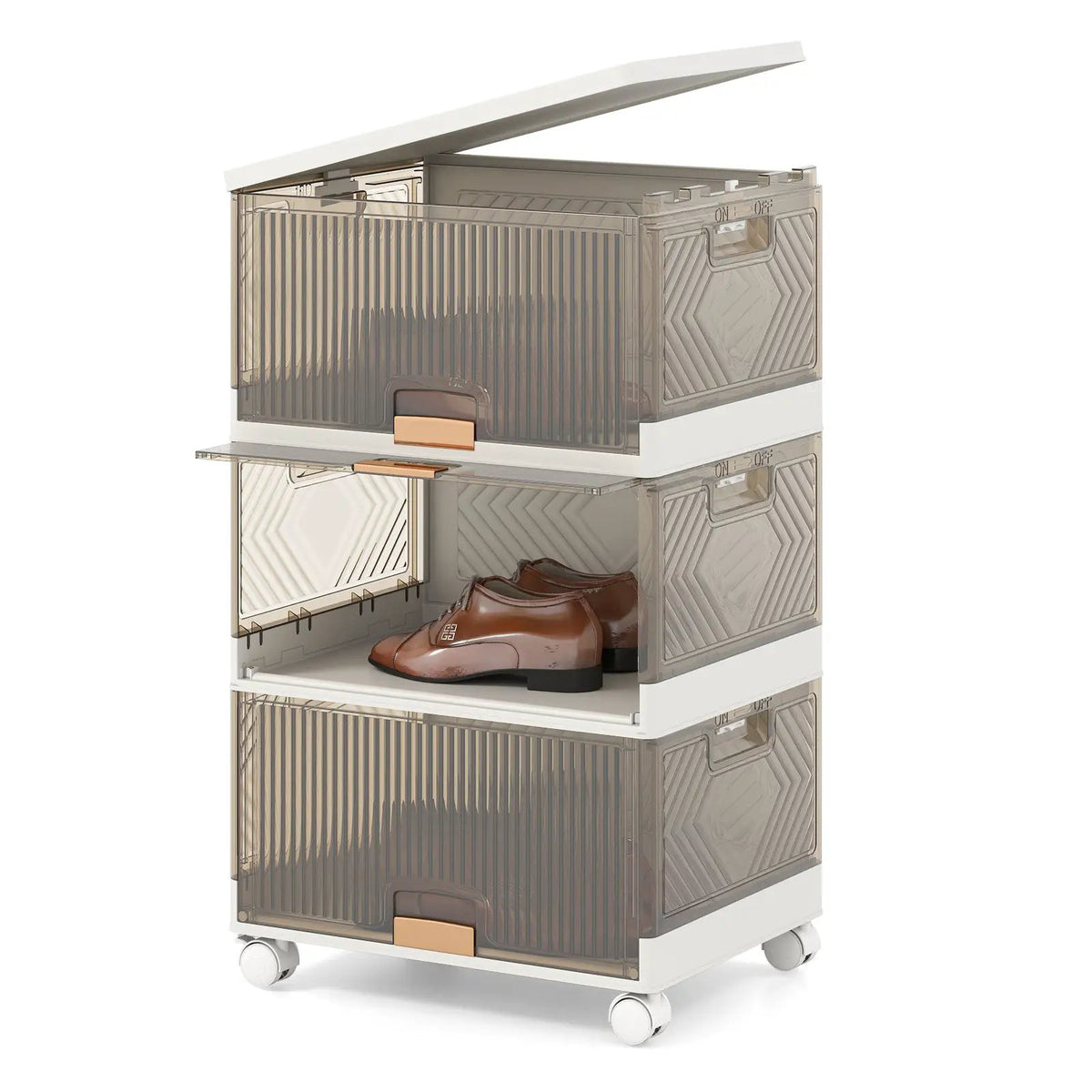 3/4/5/6-Cube Stackable Storage Bins with Detachable Wheels by DirectDeals