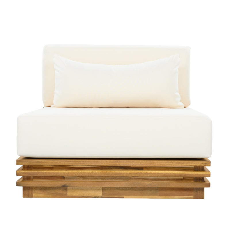 Oversized Outdoor Club Chair with Acacia Wood Frame by HouseOfZazla
