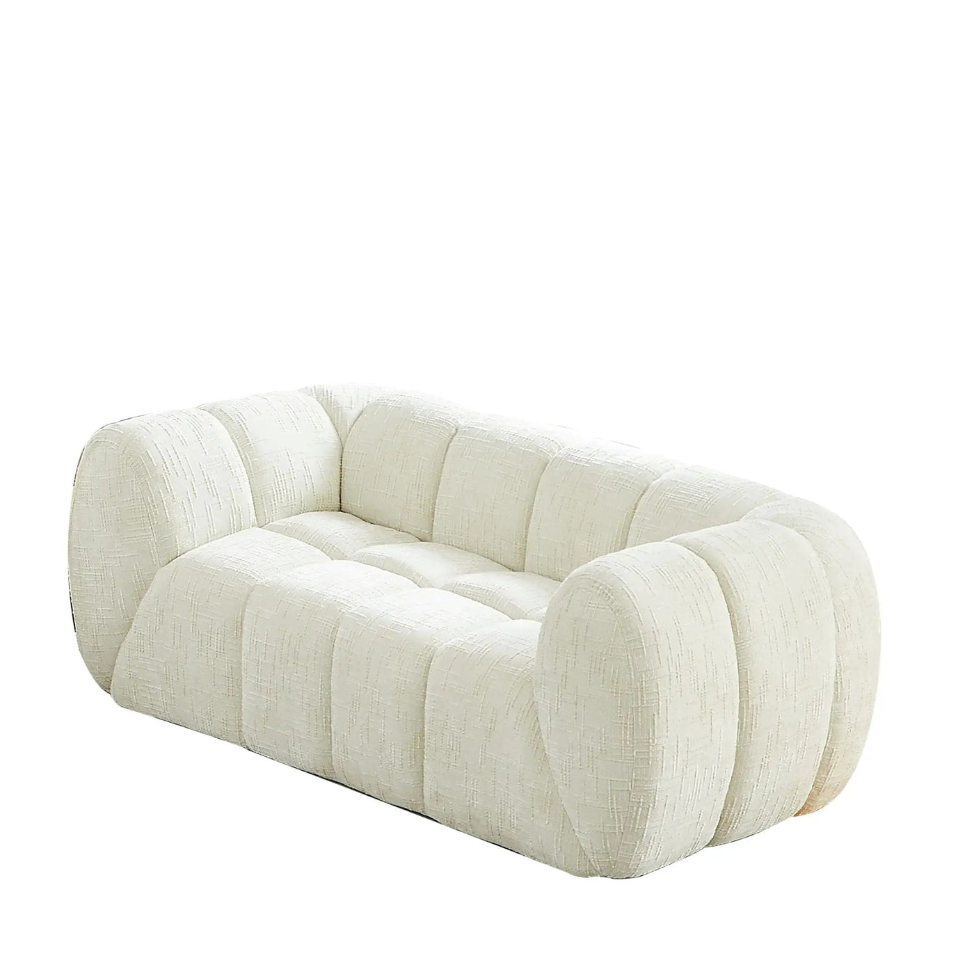 Quilted Cloud Sofa With Rounded Armrests And Piano Key Backrest Design by HouseOfZazla