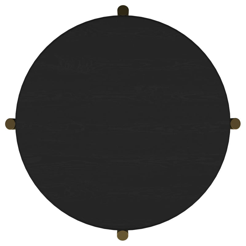 Arini Round End Side Table With Storage Shelf Black by Unique Piece Furniture