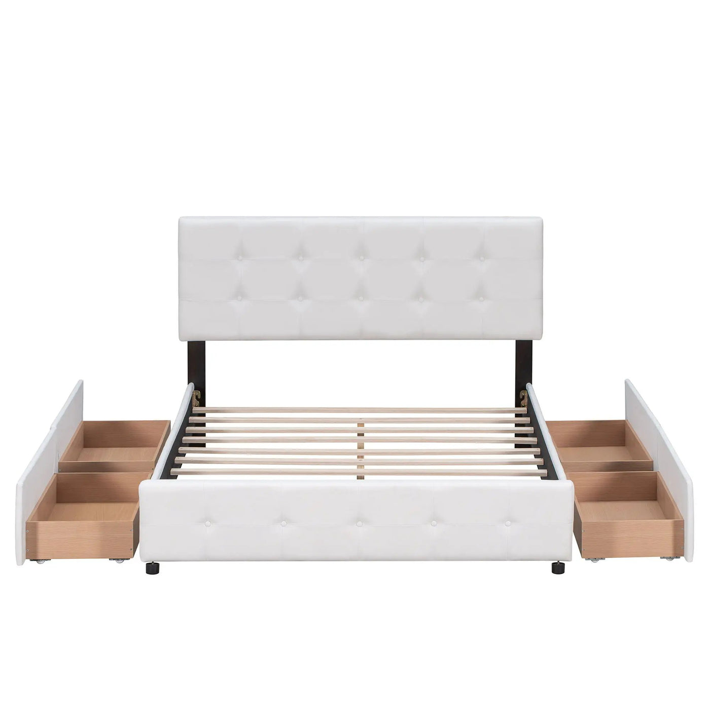 Upholstered Platform Bed With Classic Headboard And Drawers, No Box Spring Needed by Unique Piece Furniture