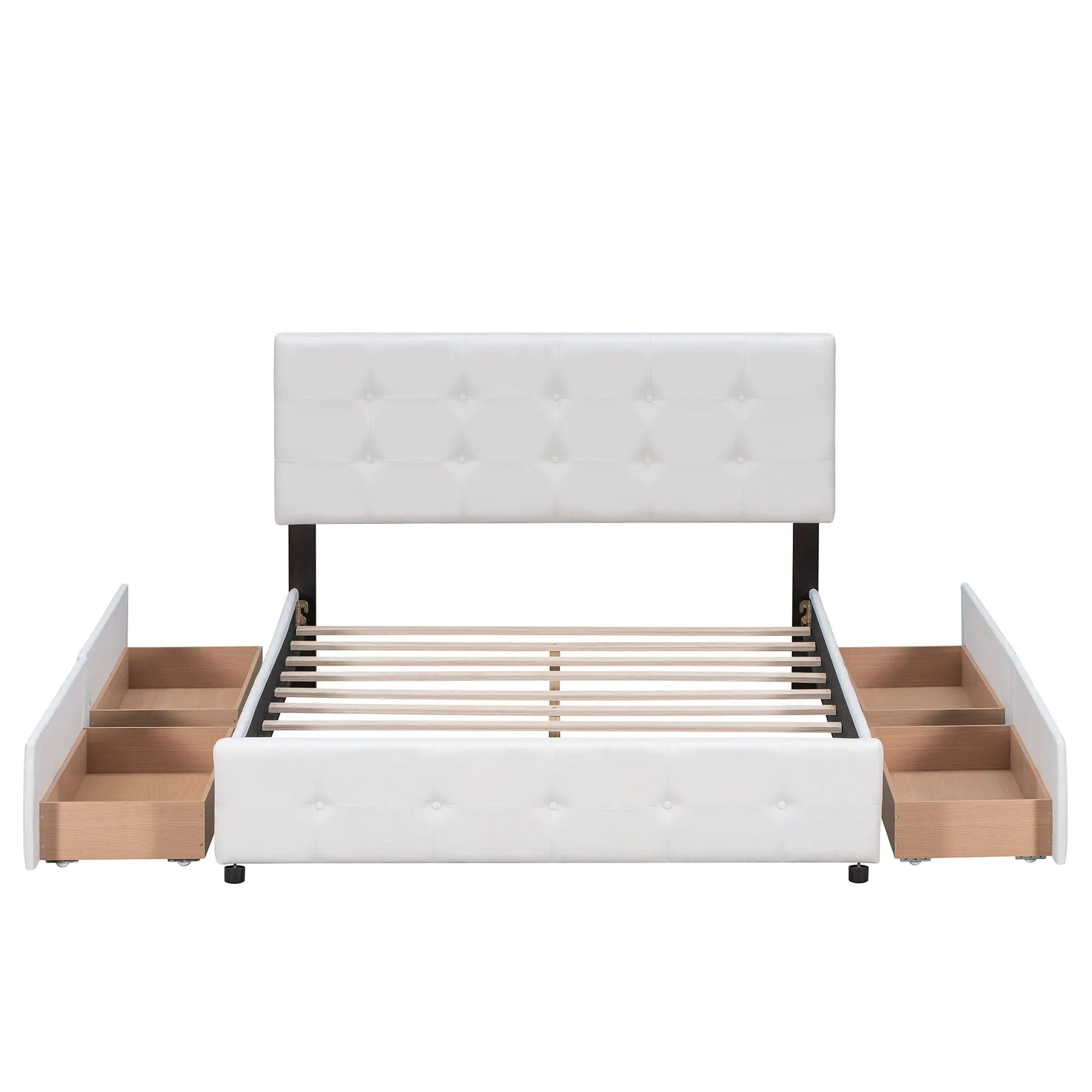 Upholstered Platform Bed With Classic Headboard And Drawers, No Box Spring Needed by Unique Piece Furniture