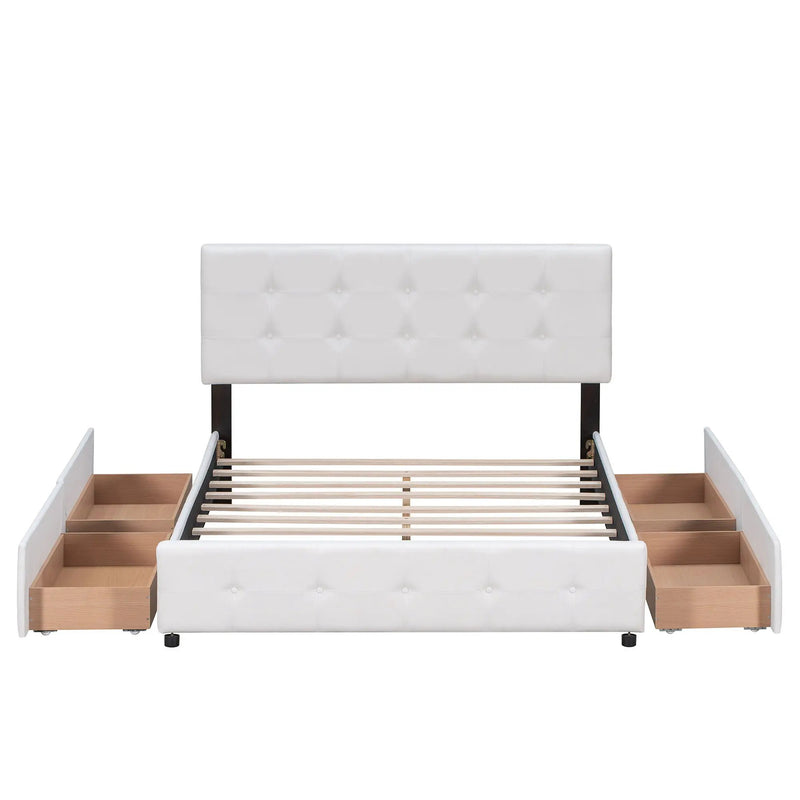 Upholstered Platform Bed With Classic Headboard And Drawers, No Box Spring Needed by Unique Piece Furniture