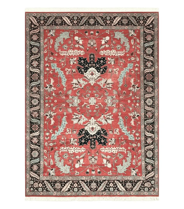 10' X 14' Vintage Hand Made Turkish Wool Rug Carpet Red Black Hand Knotted Nice