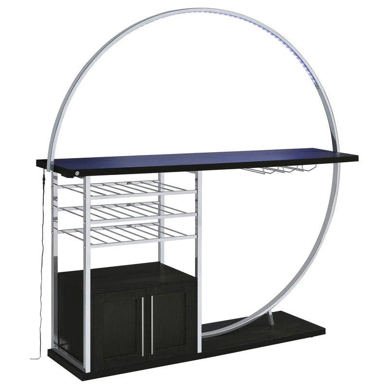Risley 2-door Circular LED Wine Cabinet Dark Charcoal by Unique Piece Furniture