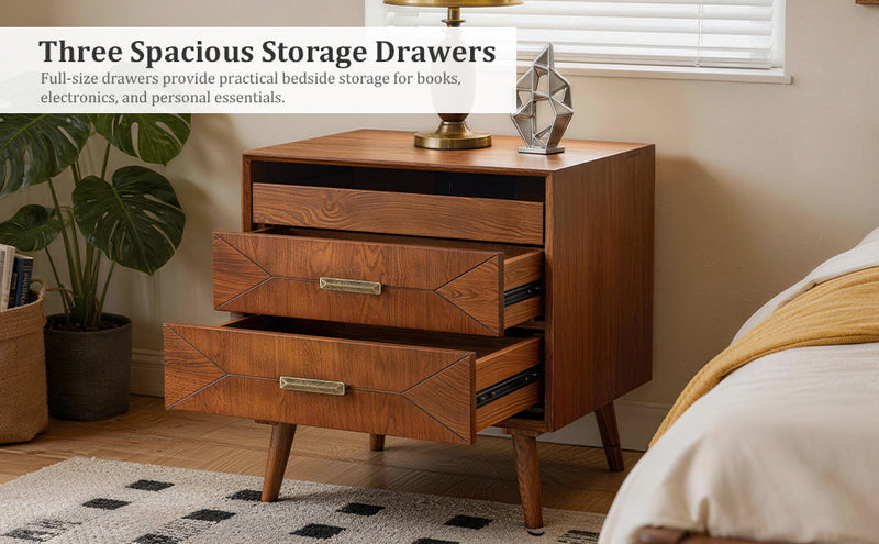 24" Nightstand with Charging Station and Two Drawers by HouseOfZazla