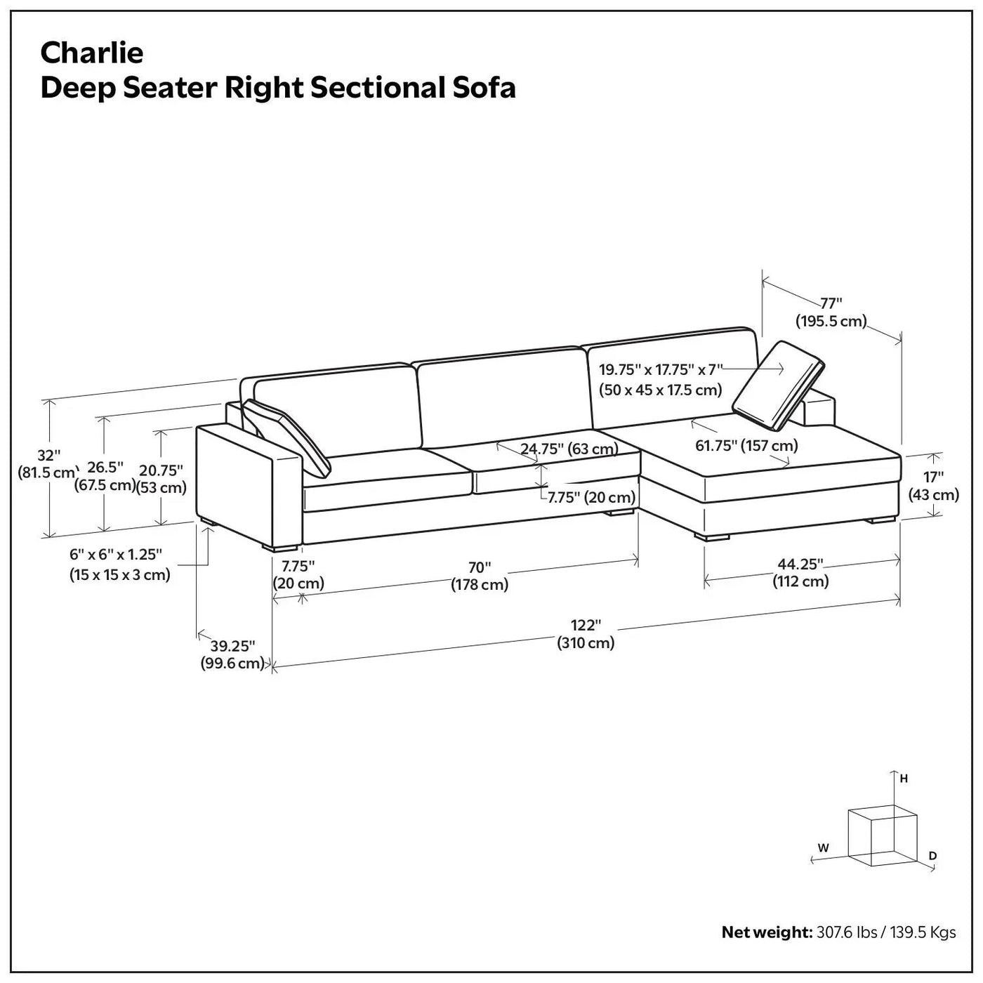 Charlie - Upholstered Deep Seater Sectional Sofa by HouseOfZazla