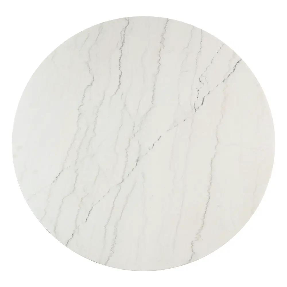 Edwyn - Round Dining Table - White Natural Marble Top & Espresso by Unique Piece Furniture