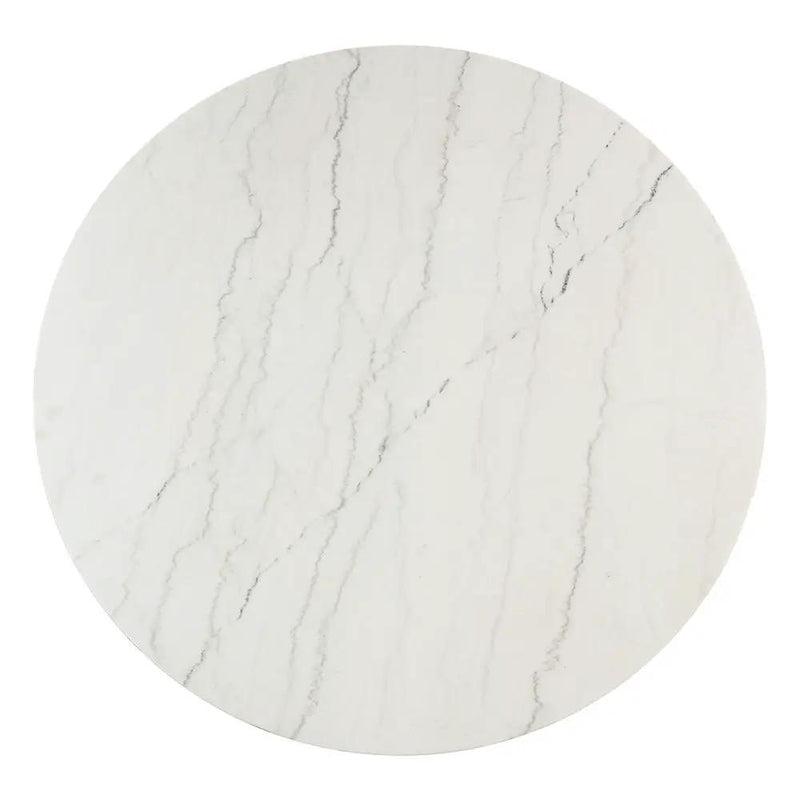 Edwyn - Round Dining Table - White Natural Marble Top & Espresso by Unique Piece Furniture