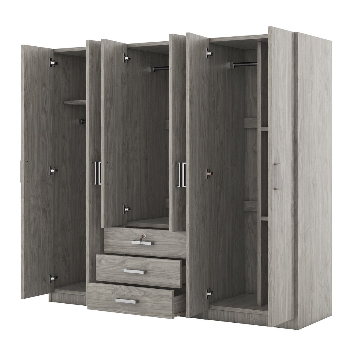 6 Doors Wardrobe Storage For Bedroom, With Big Drawers, photo 6 of 21