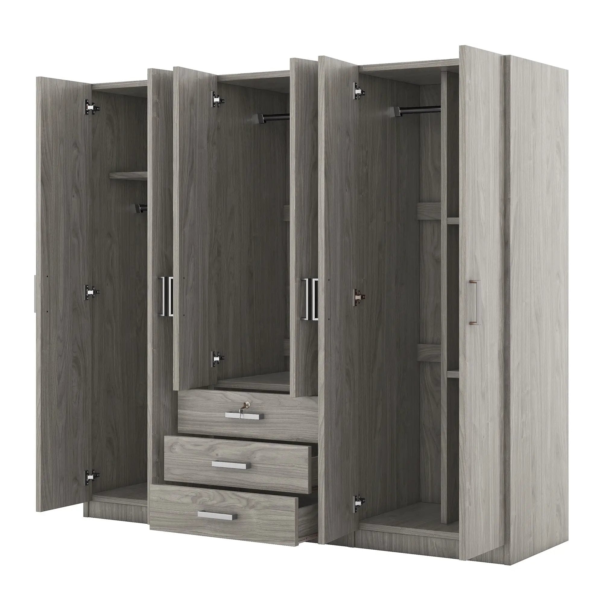 6 Doors Wardrobe Storage For Bedroom, With Big Drawers by Unique Piece Furniture