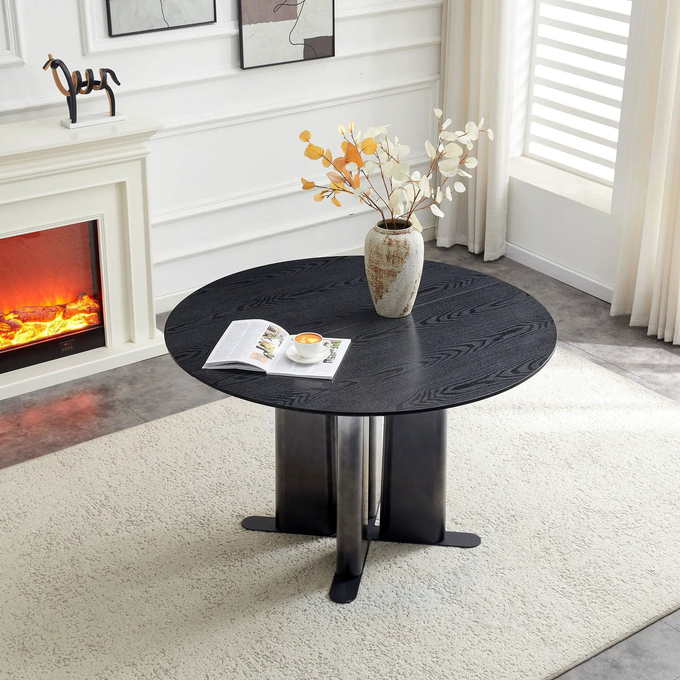 Round Dining Table With Cross Base, Modern Home Furniture by HouseOfZazla
