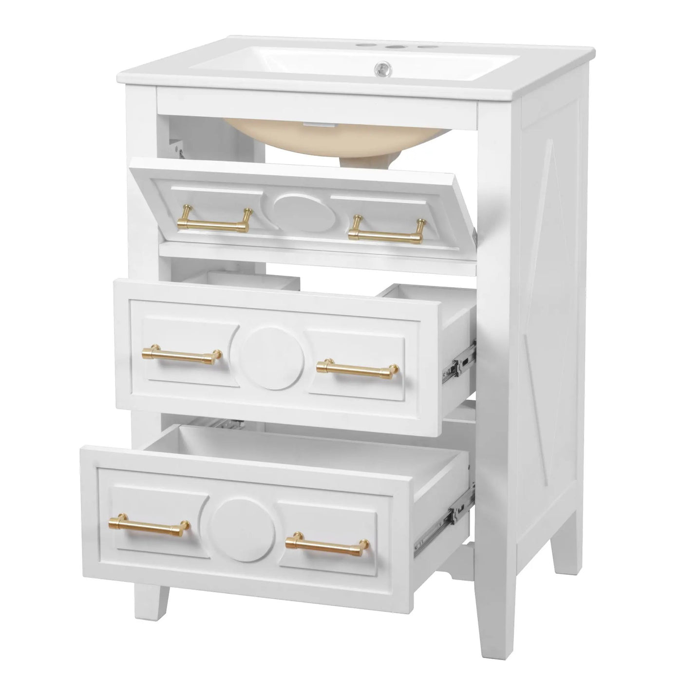 Bathroom Vanity With Sink, Free Standing 3 Drawer Storage Cabinet by HouseOfZazla