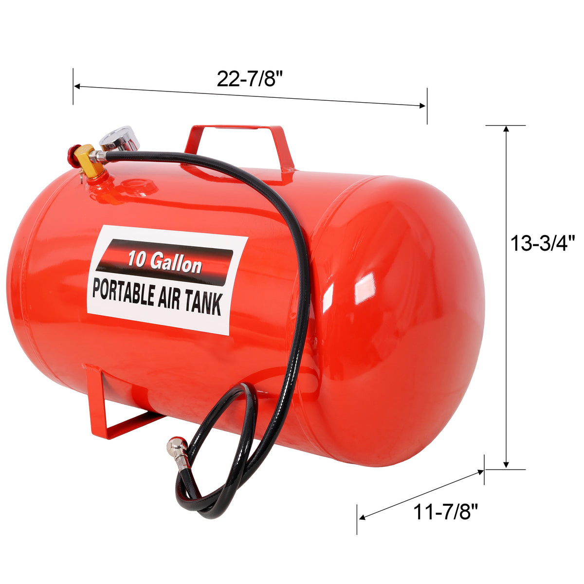 Portable 10 Gallon Air Tank with Pressure Gauge and 43" Hose - Metal, photo 9 of 9