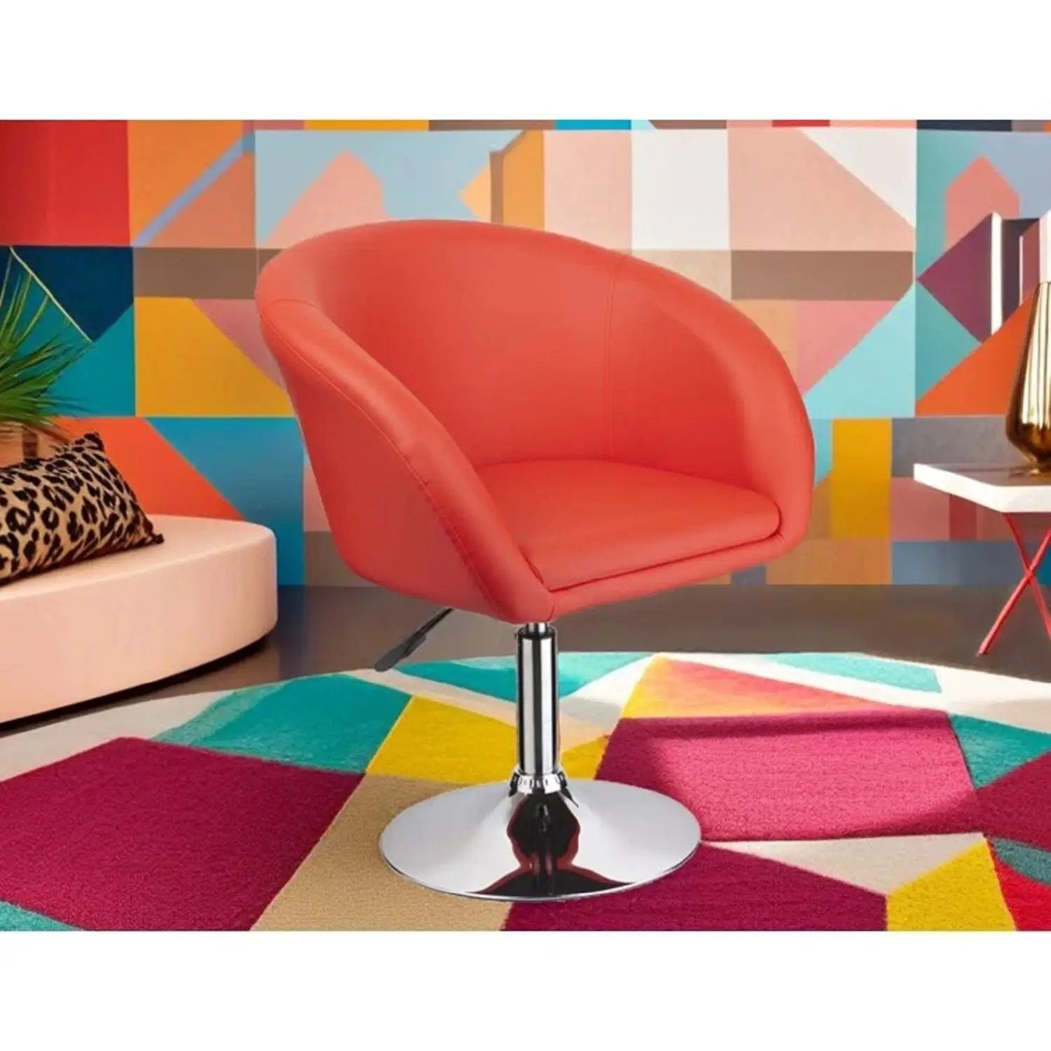 Adjustable Swivel Barrel Chair For Dining Room - Red by Unique Piece Furniture