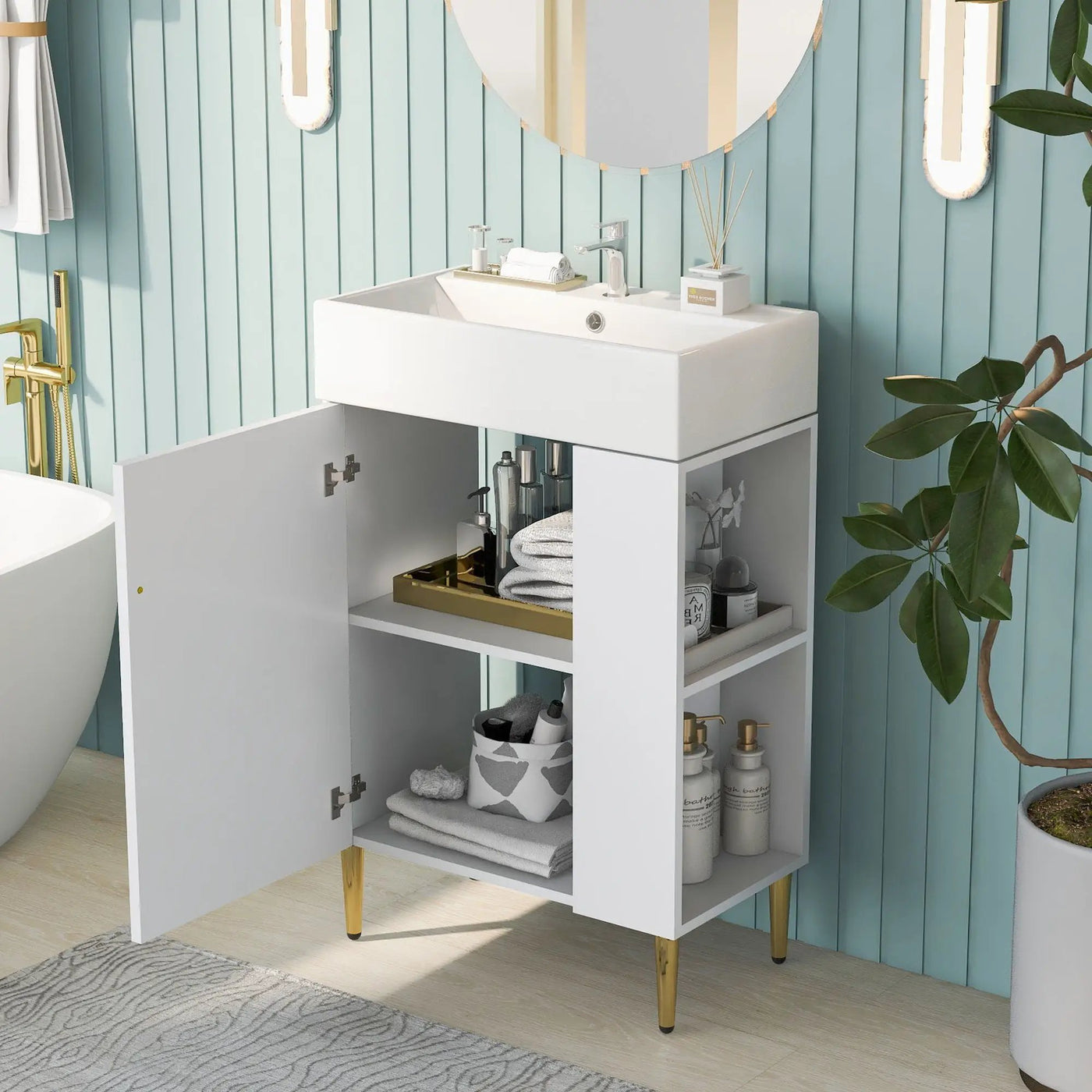Bathroom Vanity, Combo Cabinet, Bathroom Storage Cabinet, Single Ceramic Sink by HouseOfZazla