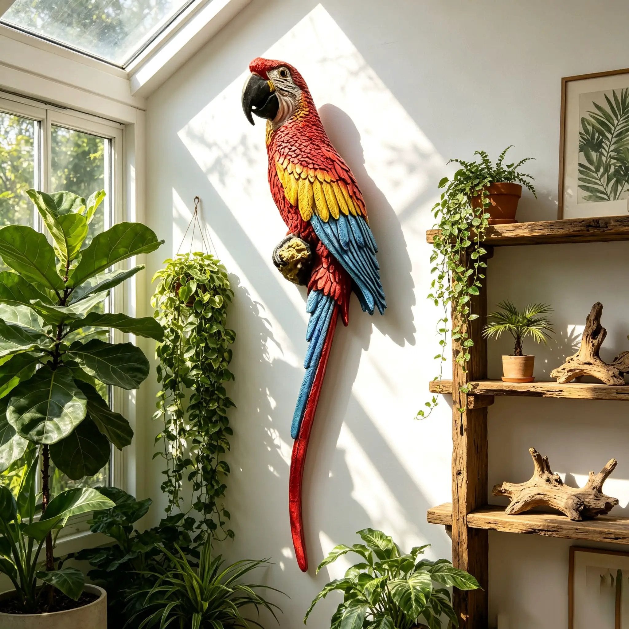 Hanging Scarlet Macaw Parrot Statue by HouseOfZazla