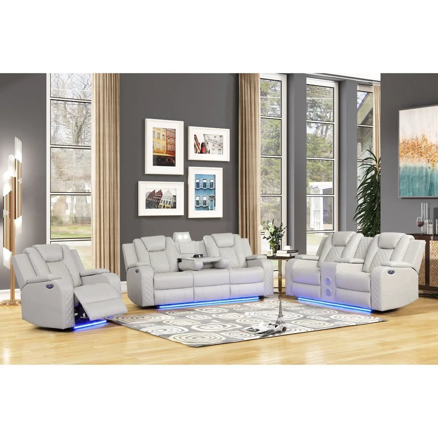 Benz - LED & Power Recliner With Adjustable Headrests And Ambient LED Lighting by HouseOfZazla