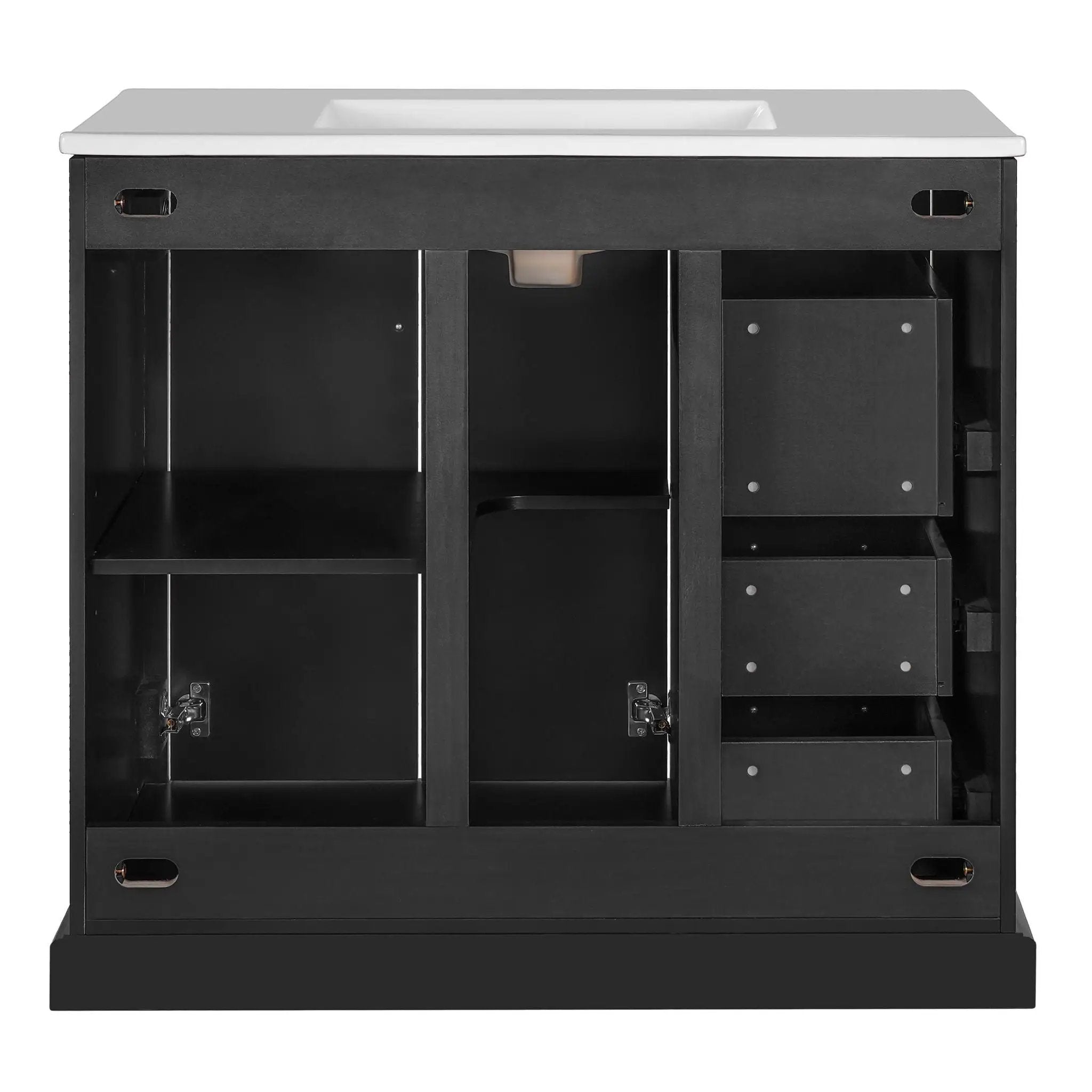 Bathroom Vanity With Sink, Soft Close Doors, Adjustable Shelf & 3 Drawers by HouseOfZazla