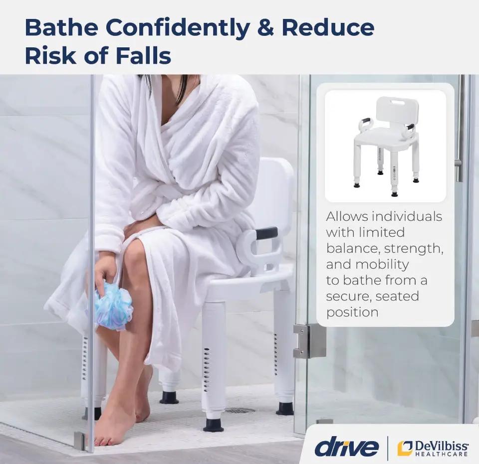 Drive Medical RTL12505 Shower Chair with Back and Arms by Selzalot