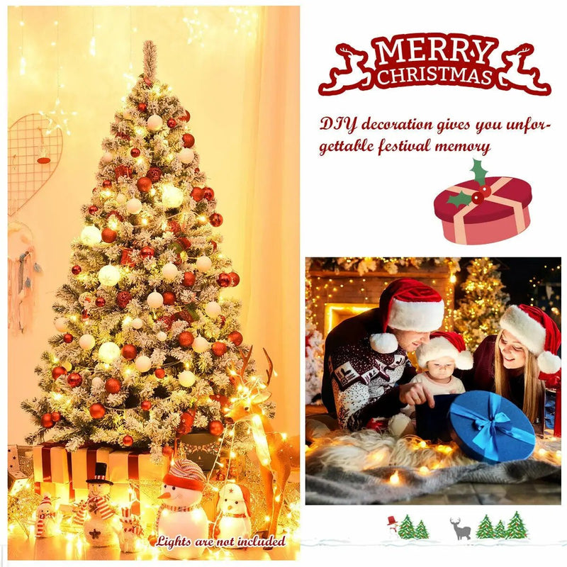 6 Feet Snow Flocked Artificial Christmas Tree Hinged with 928 Tips by DirectDeals
