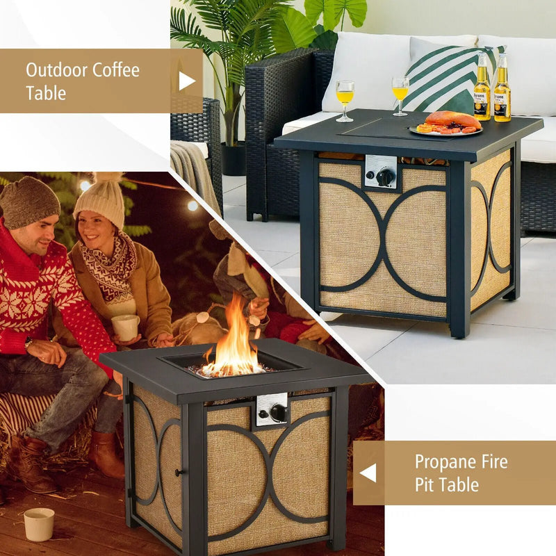 28 Inch 50000 BTU Outdoor Square Fire Pit Table with Cover by DirectDeals
