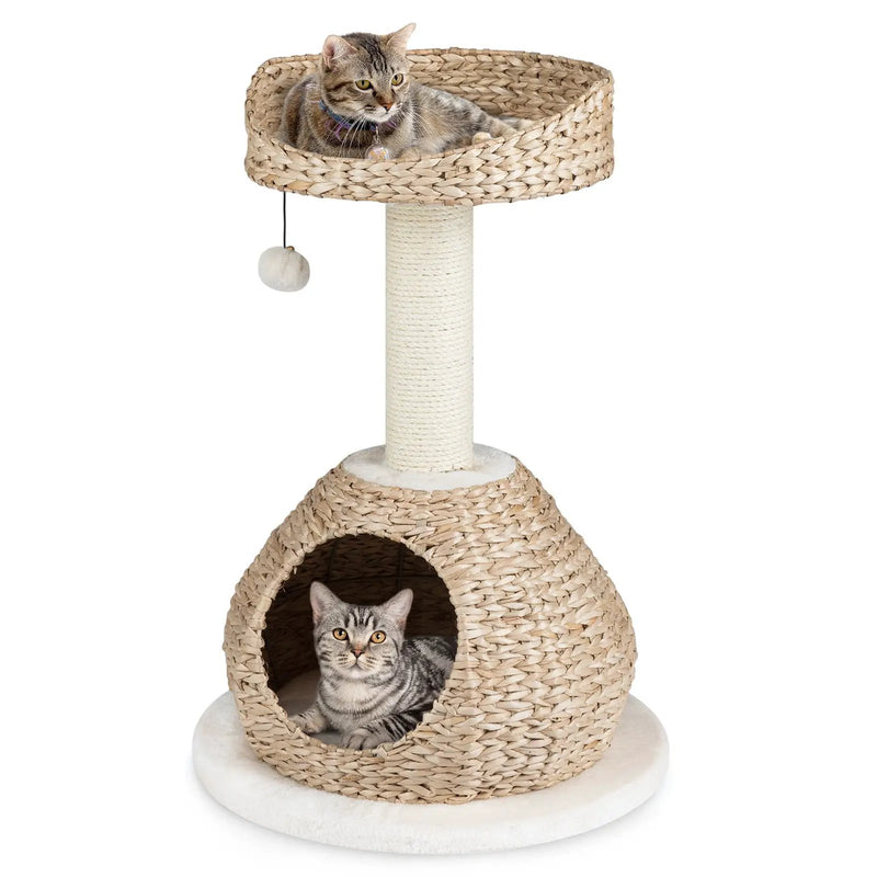 28 Inches Hand-Made Cat Tree Tower with Jump Platform by DirectDeals