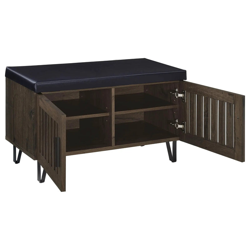 Brixton 2-door Padded Entryway Shoe Storage Bench Smoked Oak by Unique Piece Furniture