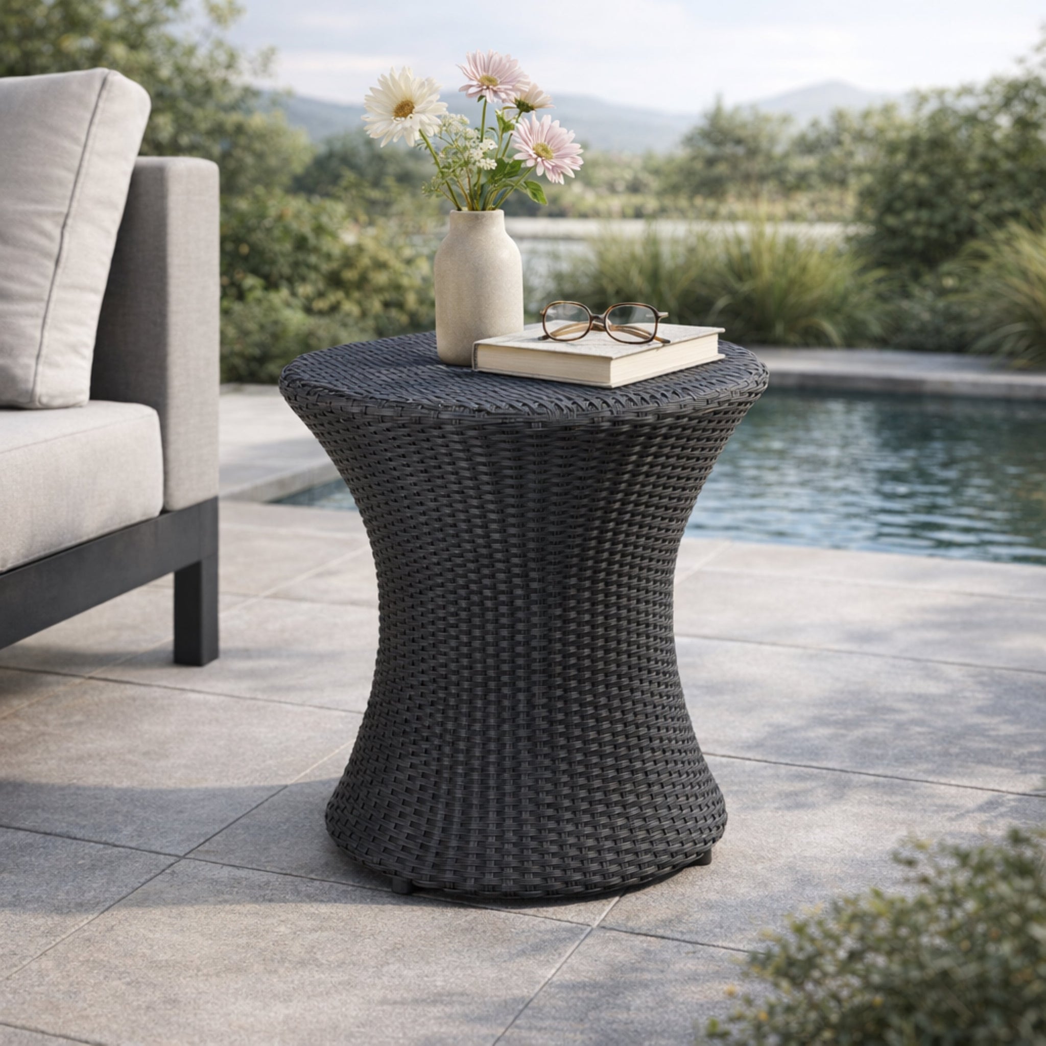 KONO Hourglass Rattan Table with No Glass Top by HouseOfZazla