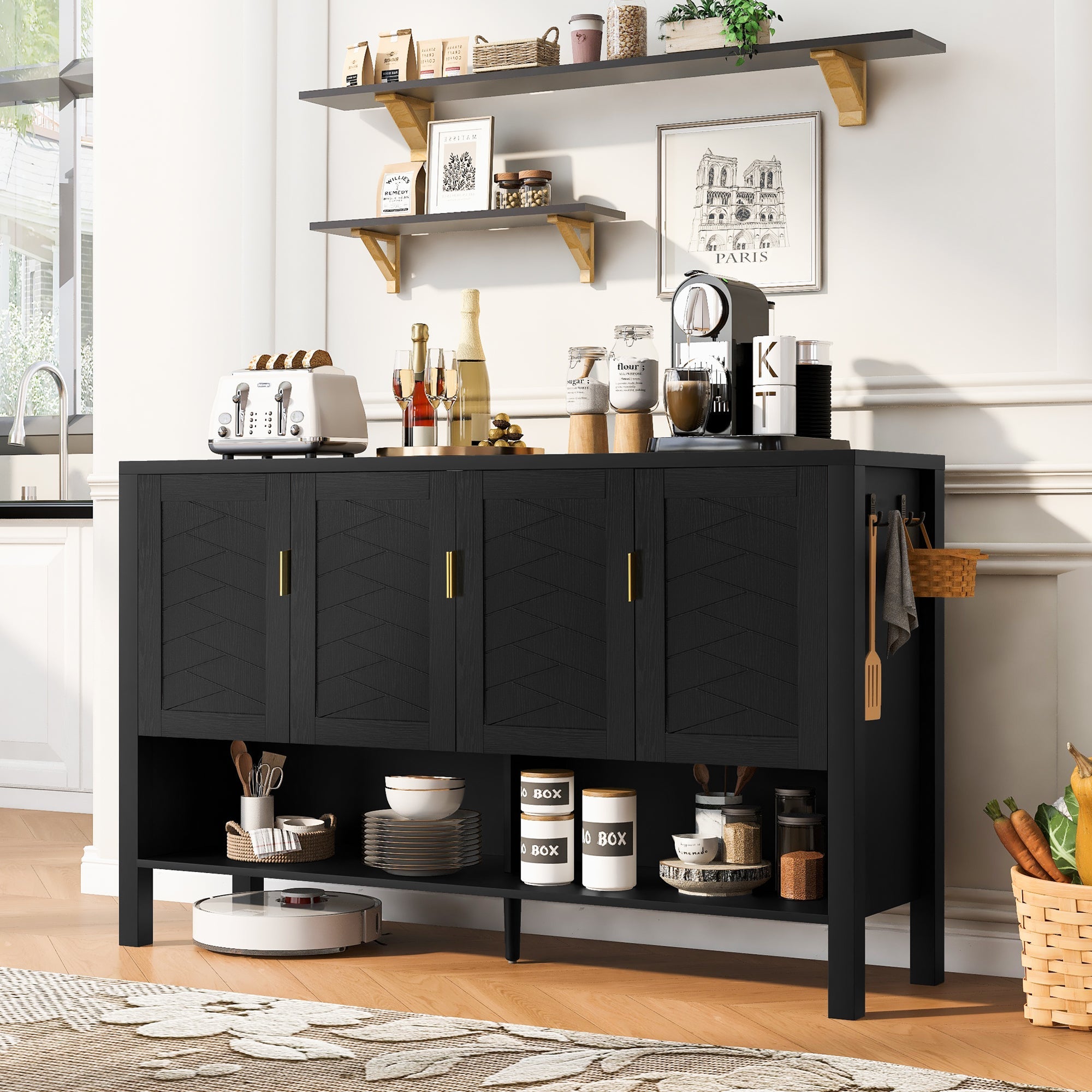 U_STYLE 55.1'' Storage Sideboard with 4 Doors by HouseOfZazla