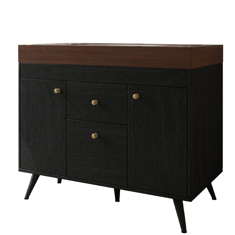36" Modern Freestanding Bathroom Vanity with Sintered Stone Top, Ceramic Sink & Smart Storage by HouseOfZazla