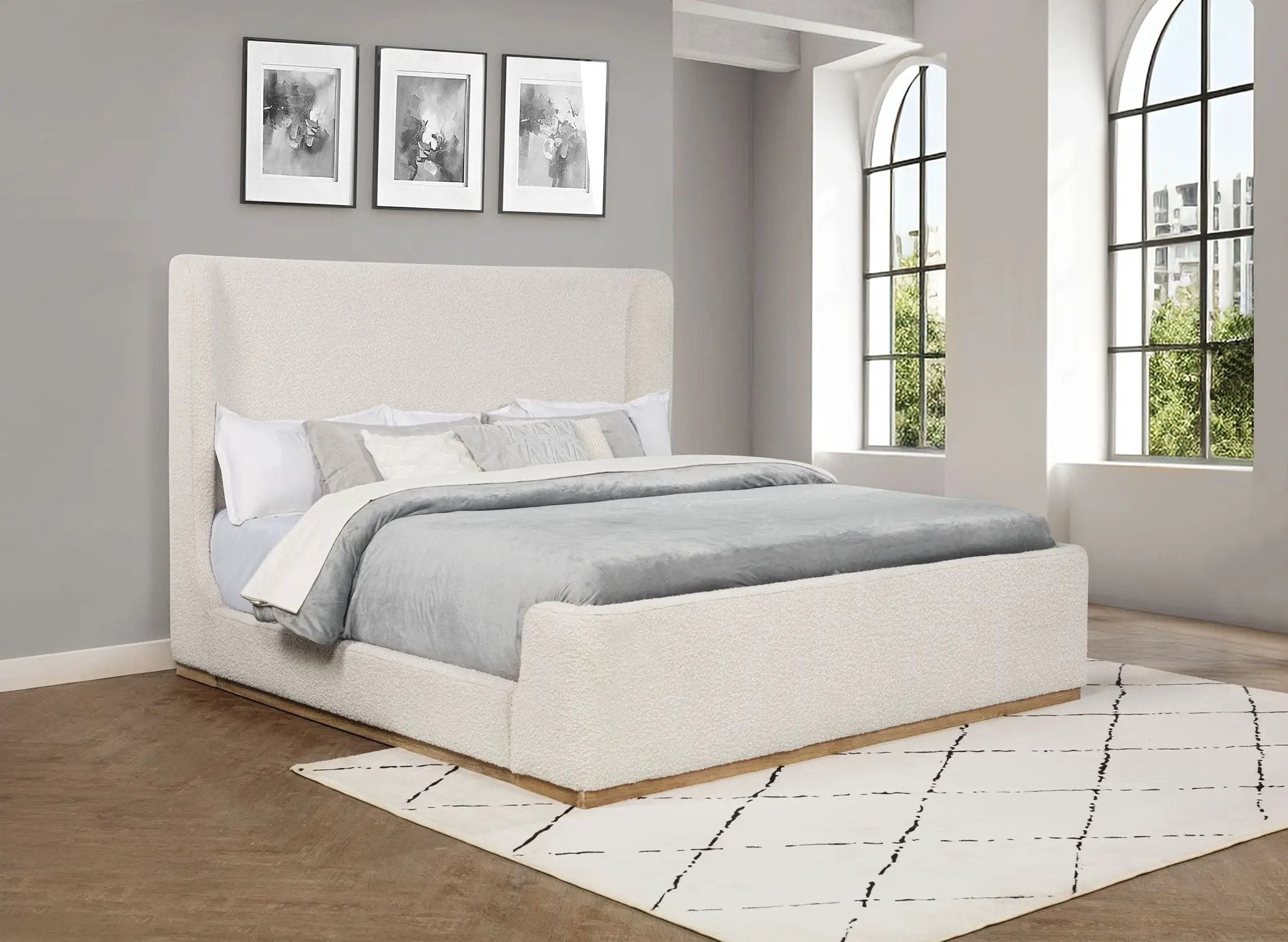 Nala Upholstered Eastern King Sleigh Bed Cream by Unique Piece Furniture