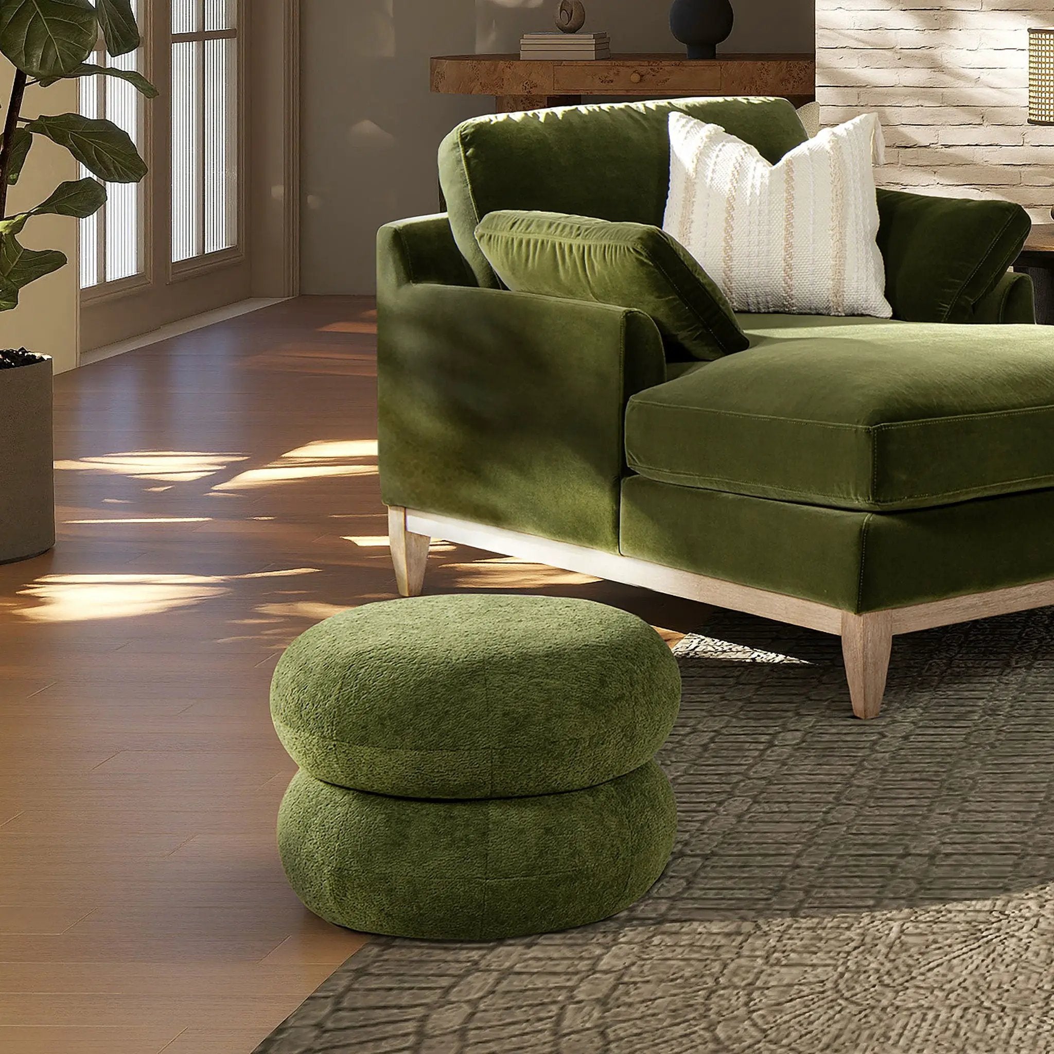 Nest - Low Round Upholstered Ottoman by HouseOfZazla