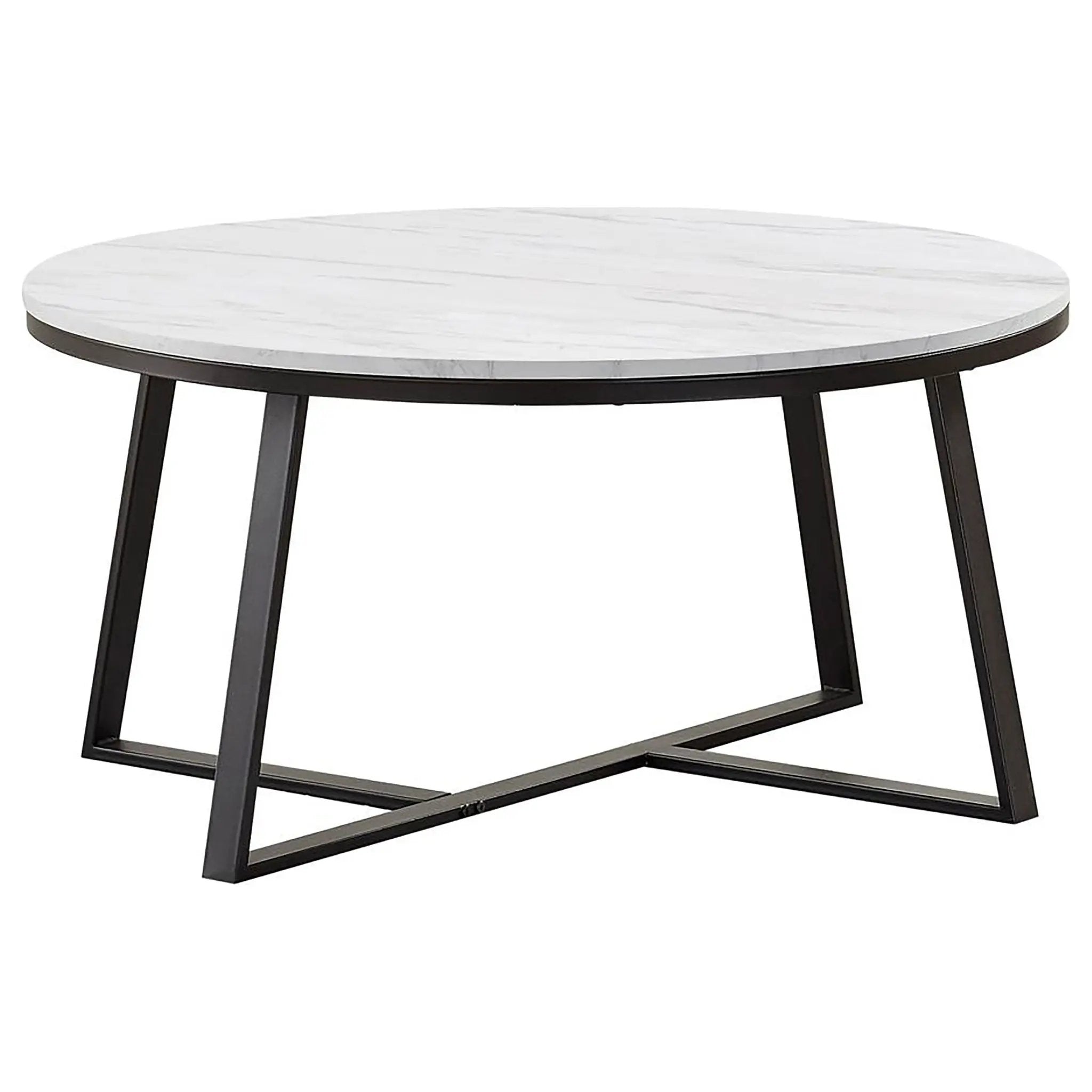Hugo 3-piece Coffee and End Table Set White Faux Marble by Unique Piece Furniture
