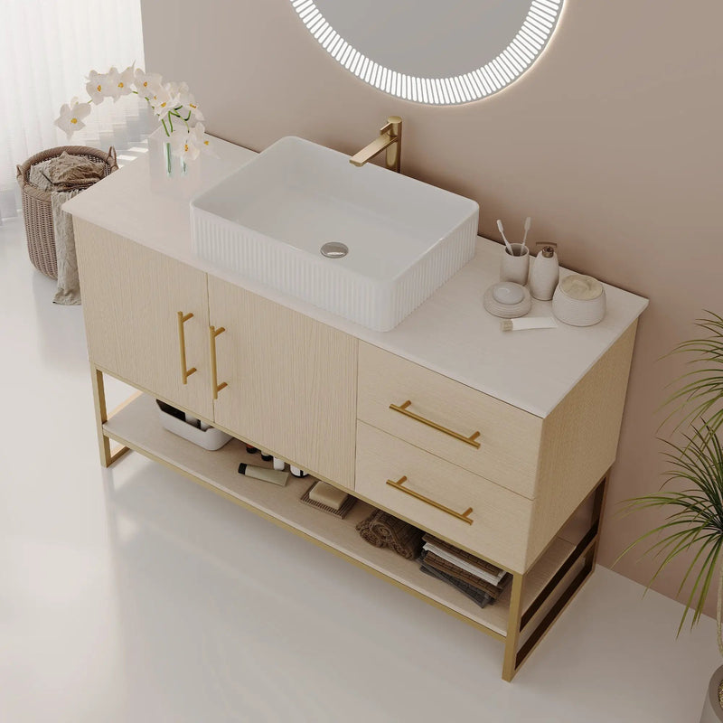 47.2" Modern Bathroom Vanity With Ceramic Vessel Sink by HouseOfZazla