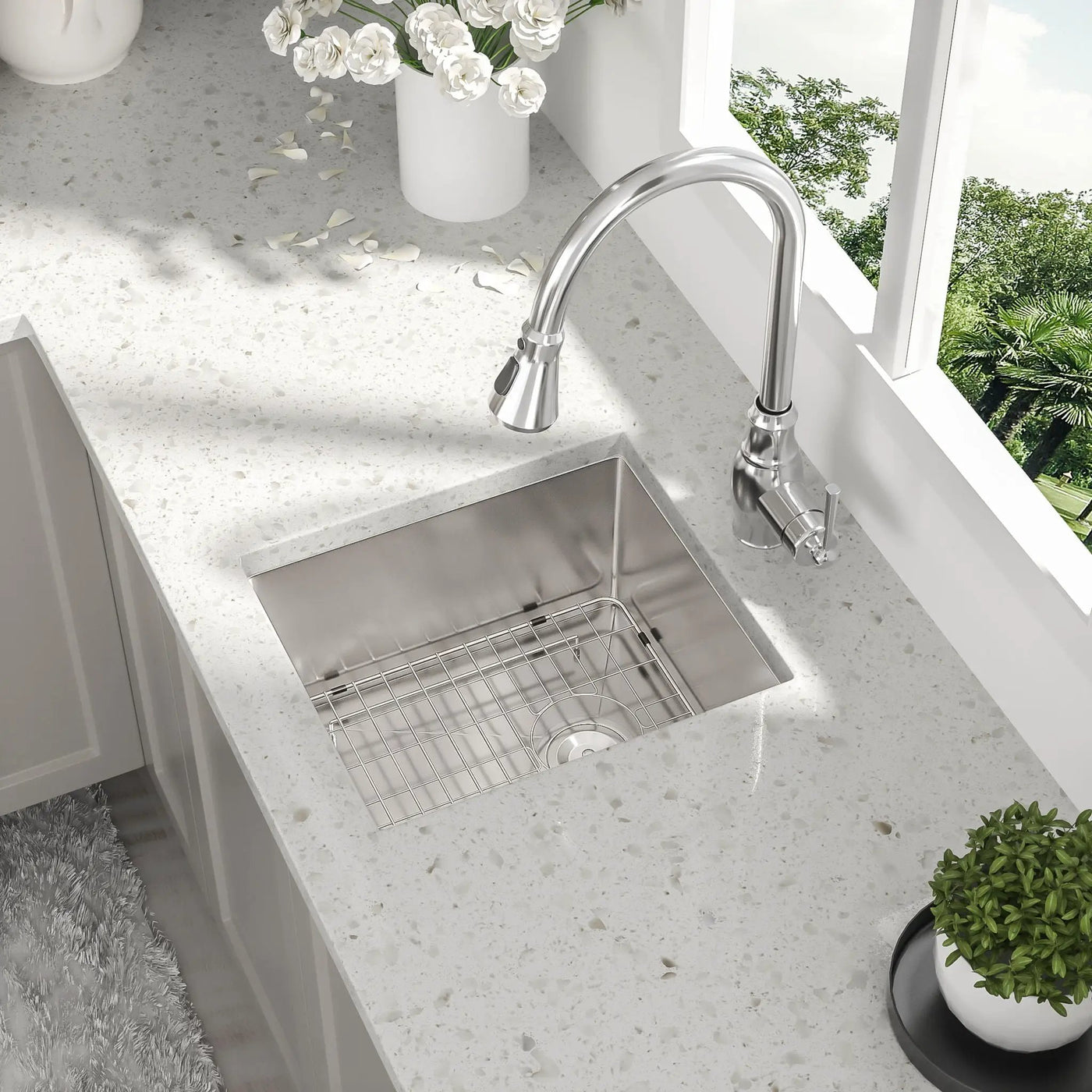 Modern Undermount Stainless Steel Kitchen Sink 16 Gauge, Deep Single Bowl by HouseOfZazla