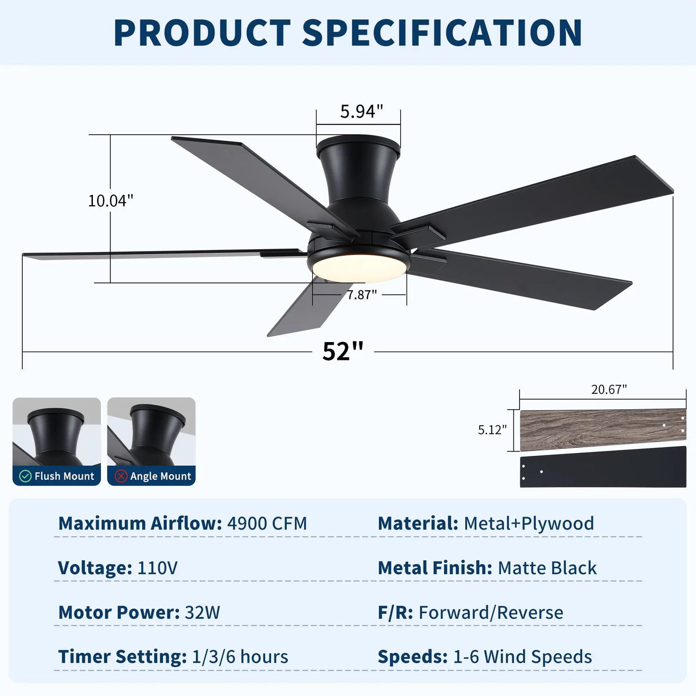 Low Profile Flush Mount Intergrated LED Ceiling Fan With Light And Reversible Quiet Motor by HouseOfZazla