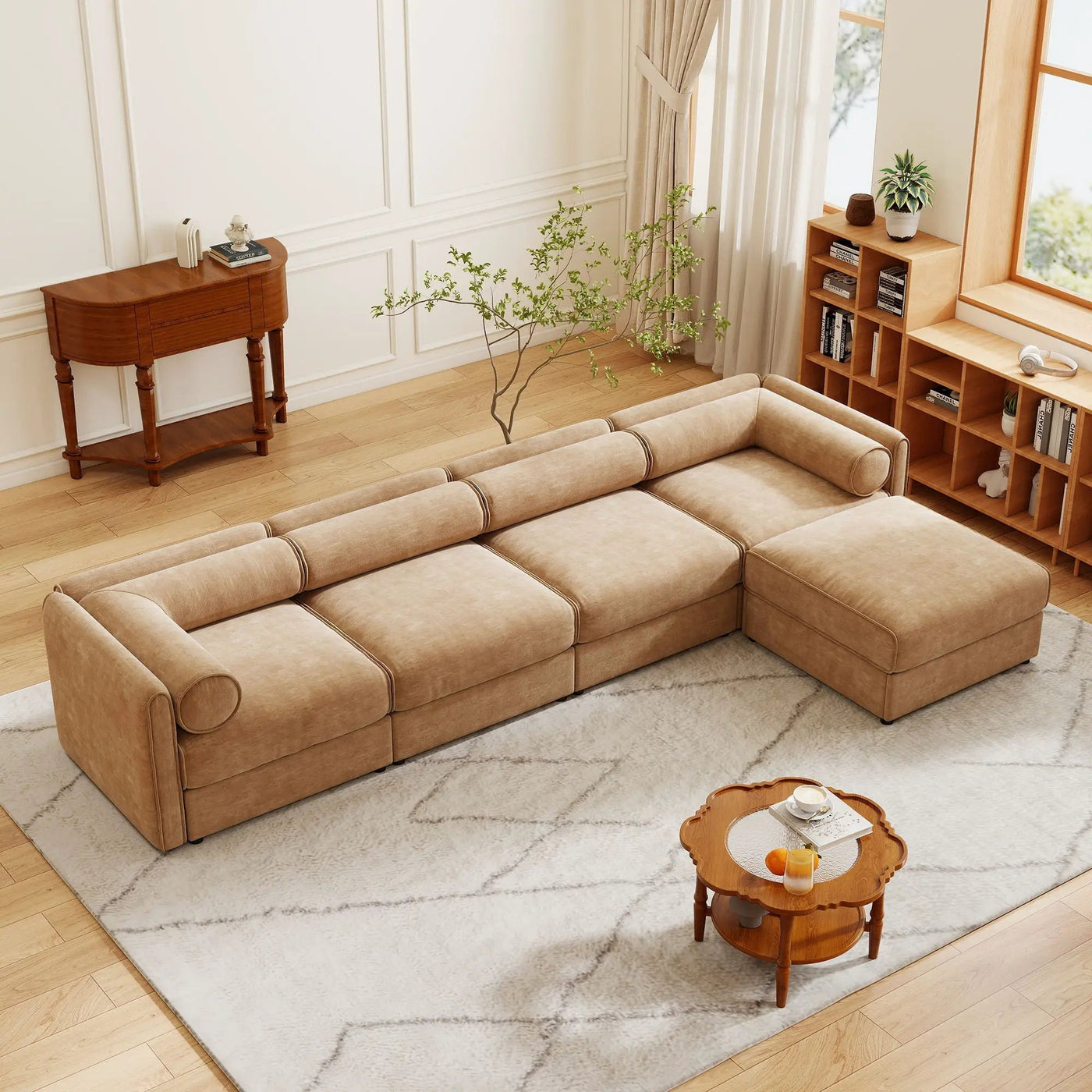 Contemporary Elegant Sofa With Storage And Ottoman by Unique Piece Furniture