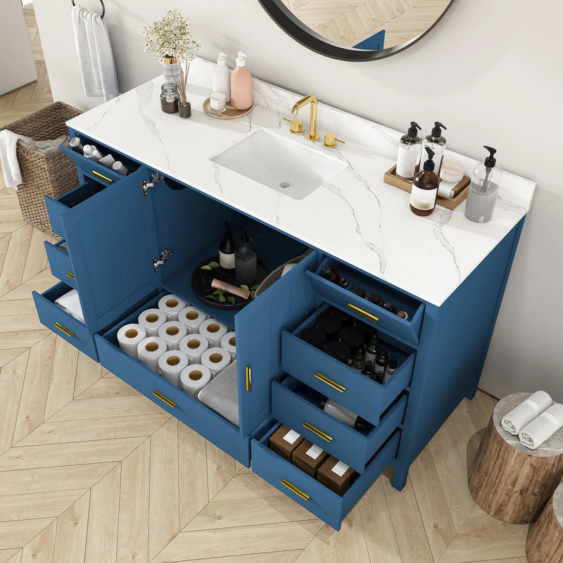 60" Modern Solid Wood Bathroom Vanity with Sink by HouseOfZazla