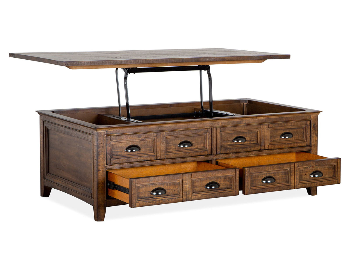 Bay Creek - Lift Top Storage Cocktail Table With Casters - Toasted Nutmeg, photo 3 of 7