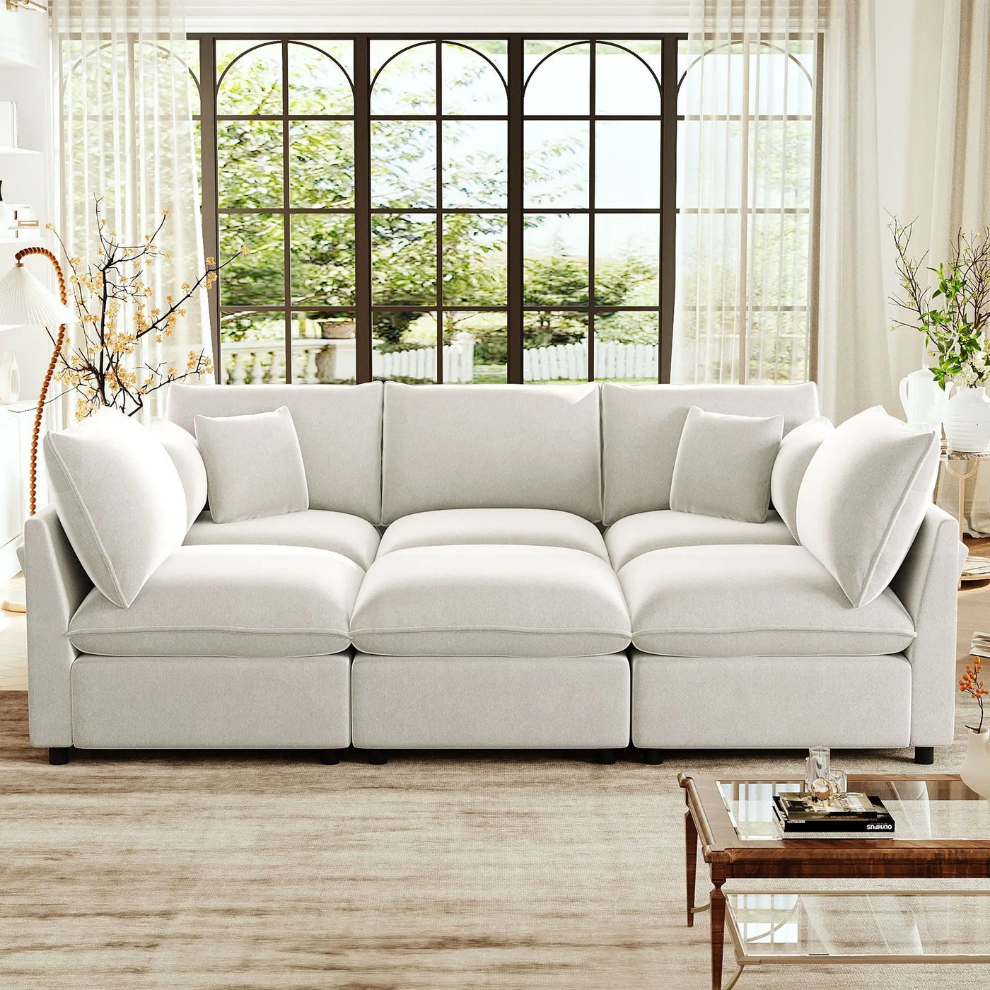 Modern Sectional Sofa U-Shaped With Movable Ottoman Storage Armrests And USB Ports by Unique Piece Furniture