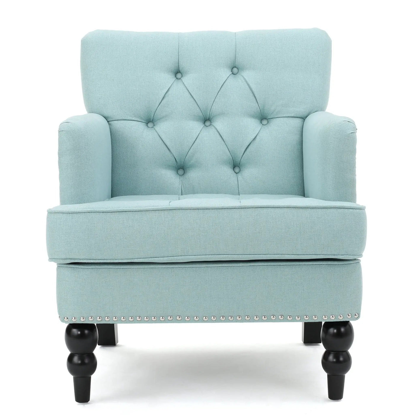 Harrison Tufted Club Chair with Button Tufted Back and Birch Wood Legs by HouseOfZazla