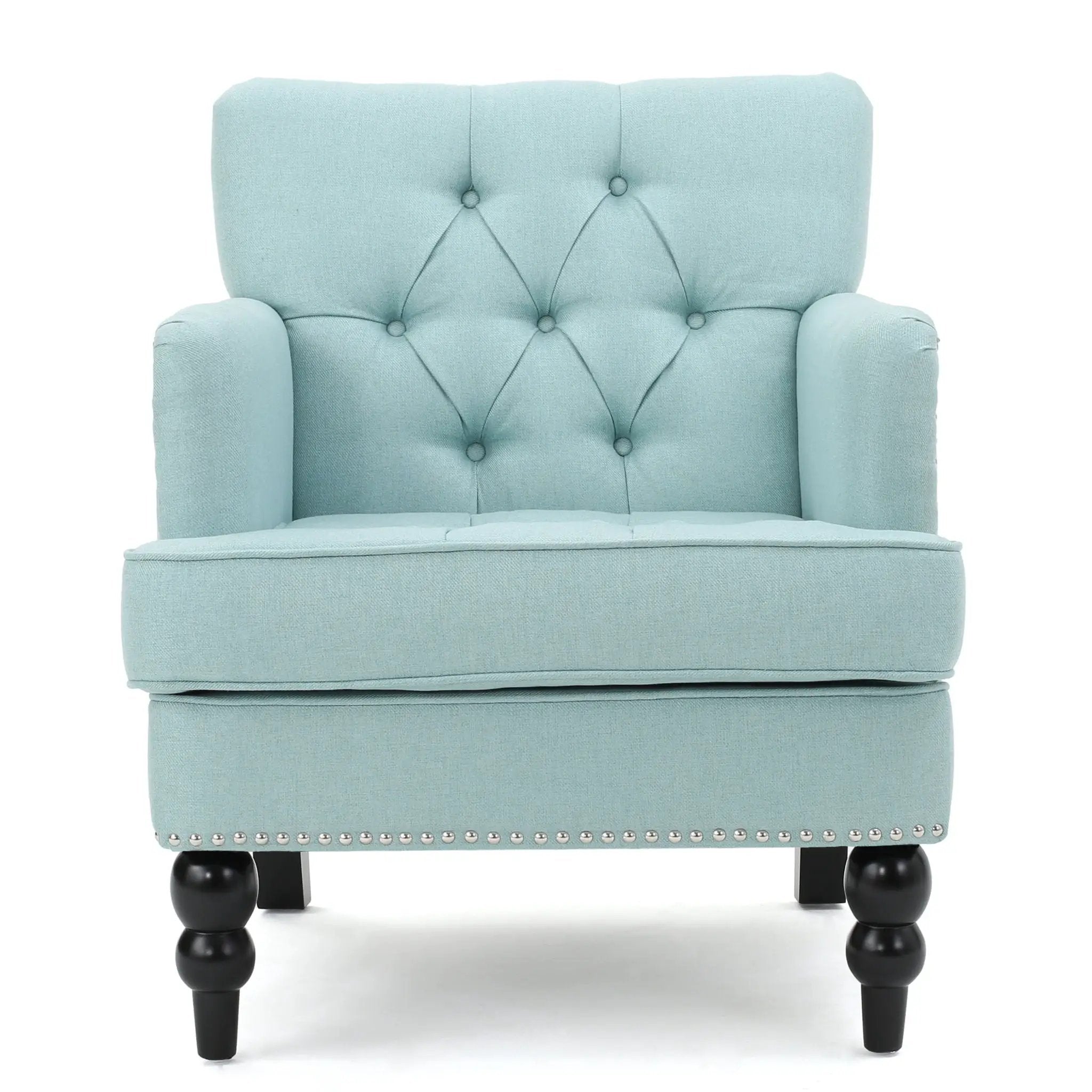 Harrison Tufted Club Chair with Button Tufted Back and Birch Wood Legs by HouseOfZazla