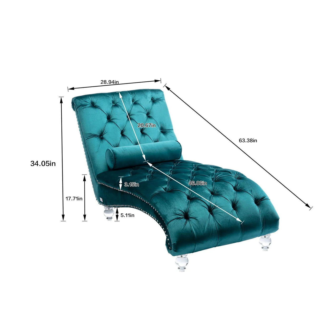 Chaise Lounge Indoor, Button Tufted Upholstered Chaise Lounge Chair With Pillow by HouseOfZazla