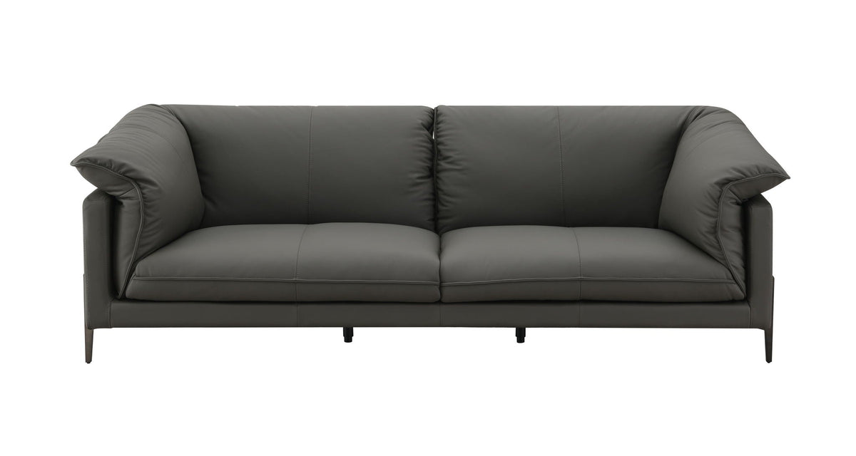 Top Grain Leather Loveseat with Memory Foam Cushions - Black, photo 2 of 4
