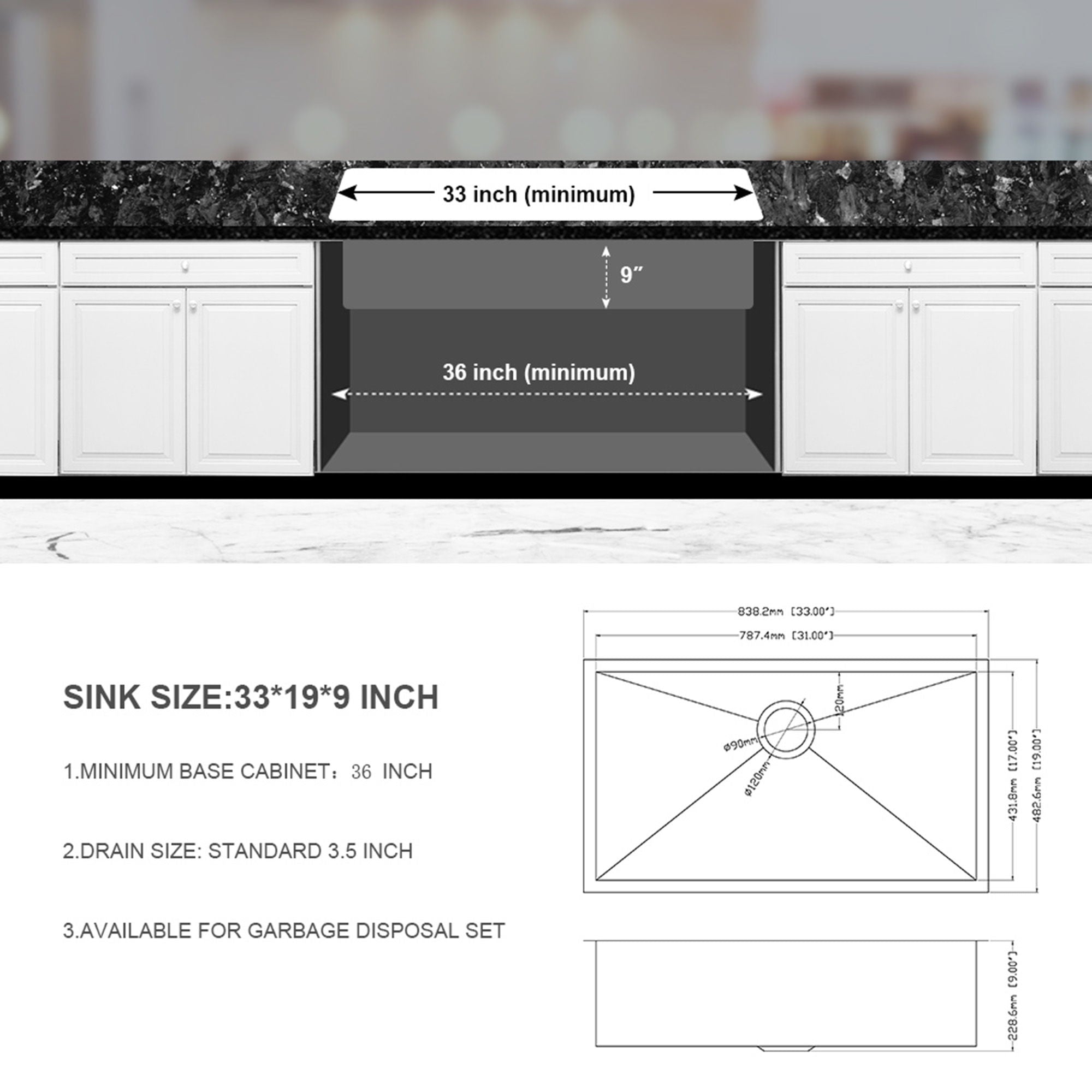 Undermount Stainless Steel Kitchen Sink, Deep Single Bowl Basin by HouseOfZazla