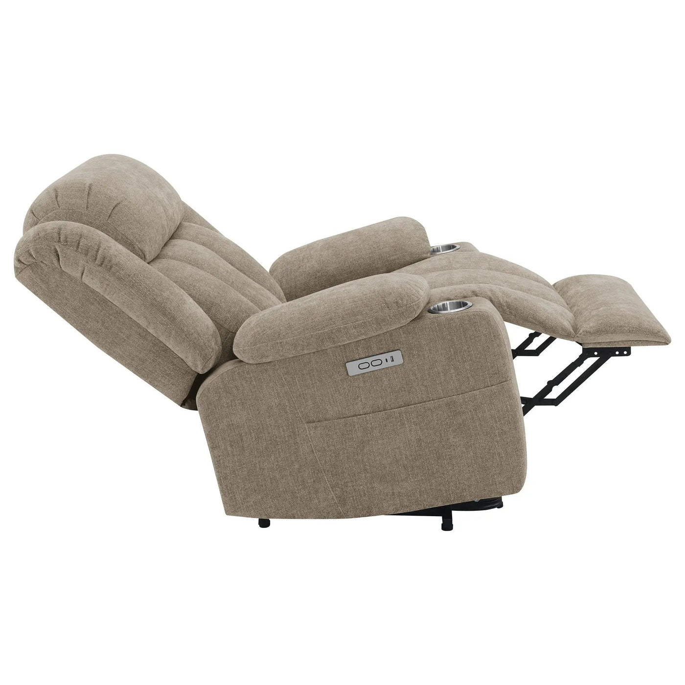 Beca - Upholstered Power Lift Recliner With Cupholders And USB Charging by HouseOfZazla
